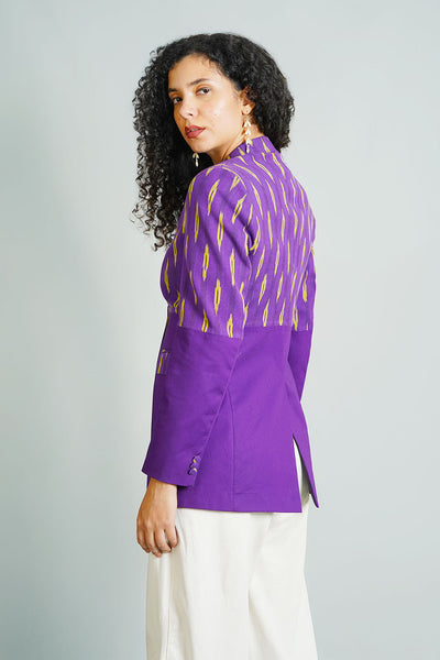 Purple Ikat Cotton Blazer