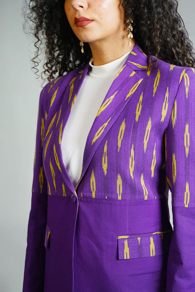 Purple Ikat Cotton Blazer