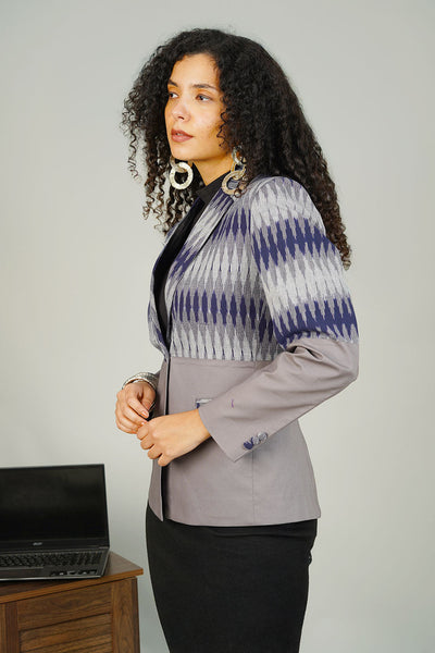 Grey Ikat Cotton Blazer
