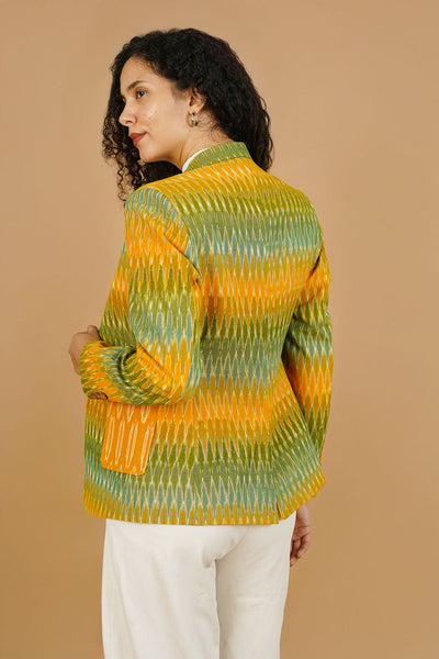 Green Ikat Cotton Blazer