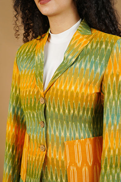 Green Ikat Cotton Blazer