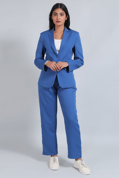 Polyester Cotton Blue Suit