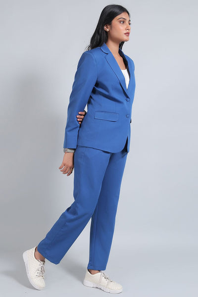 Polyester Cotton Blue Suit