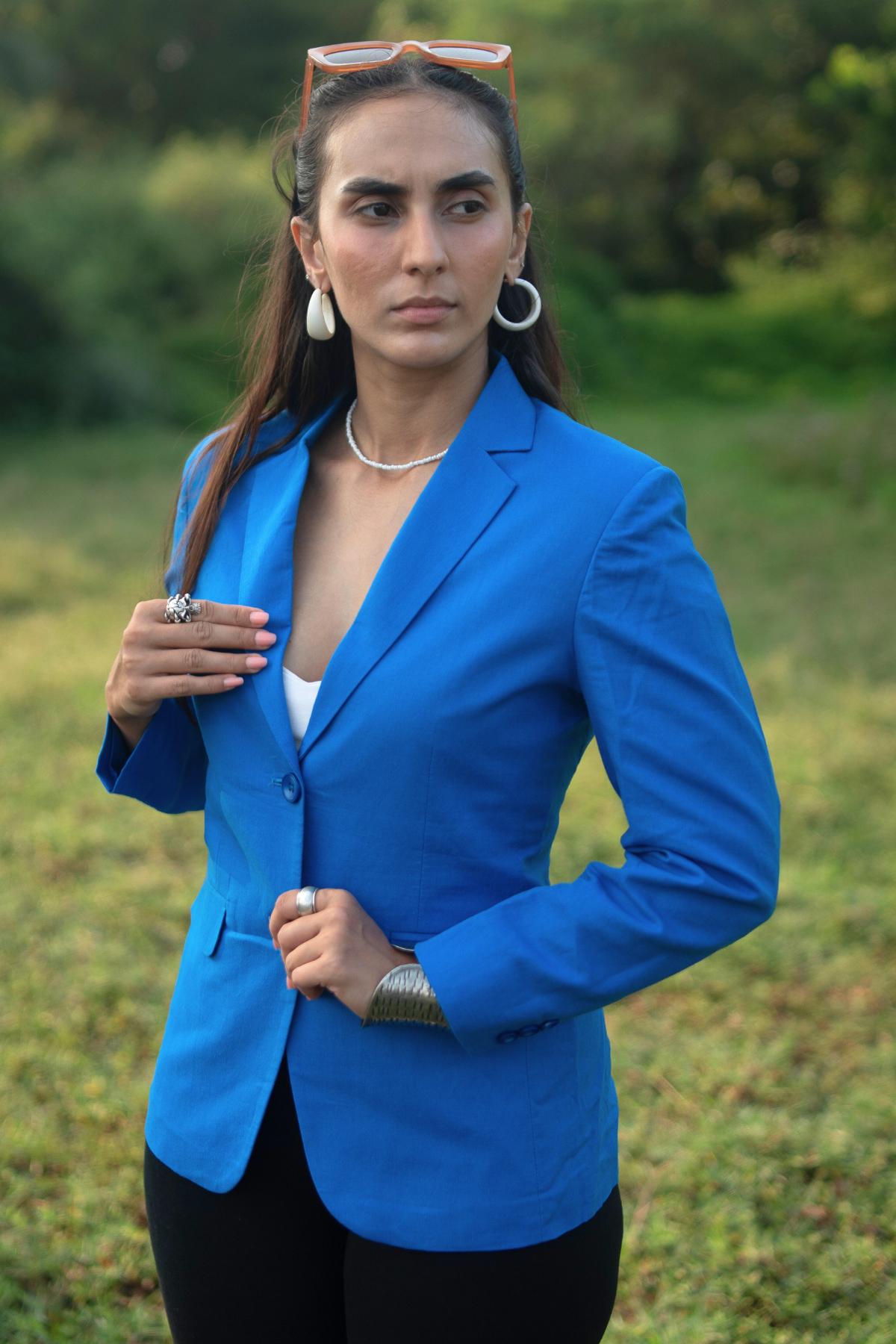 Cotton Linen Blue Blazer