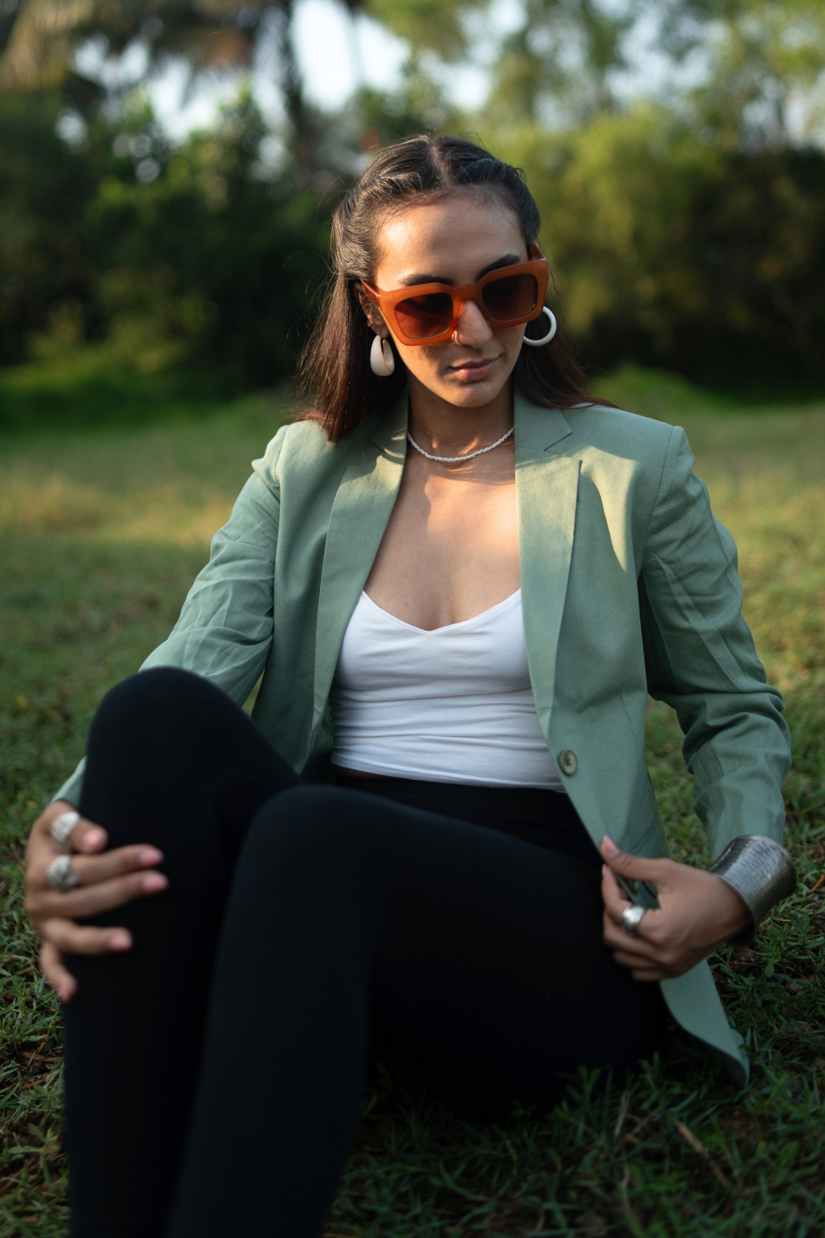 Linen Cotton Green Blazer