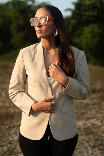 Linen Cotton Cream Blazer