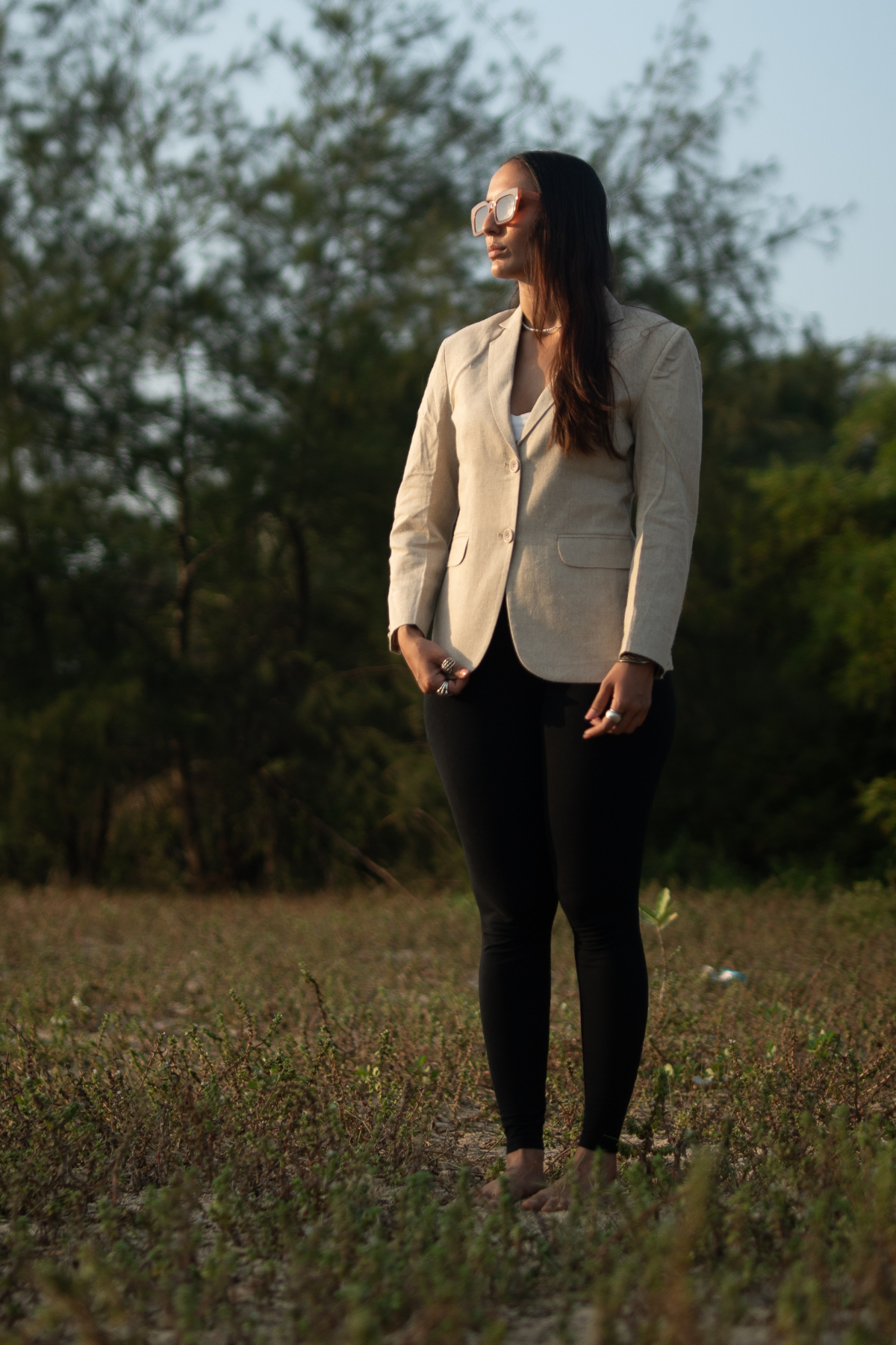 Linen Cotton Cream Blazer