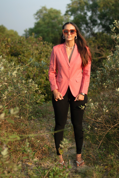 Linen Cotton Pink Blazer