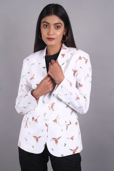 100% Premium Cotton White Blazer