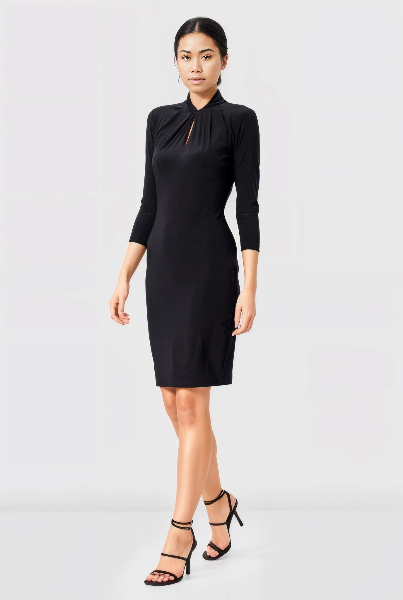 Keyhole Front Jersey Knit Sheath Dress