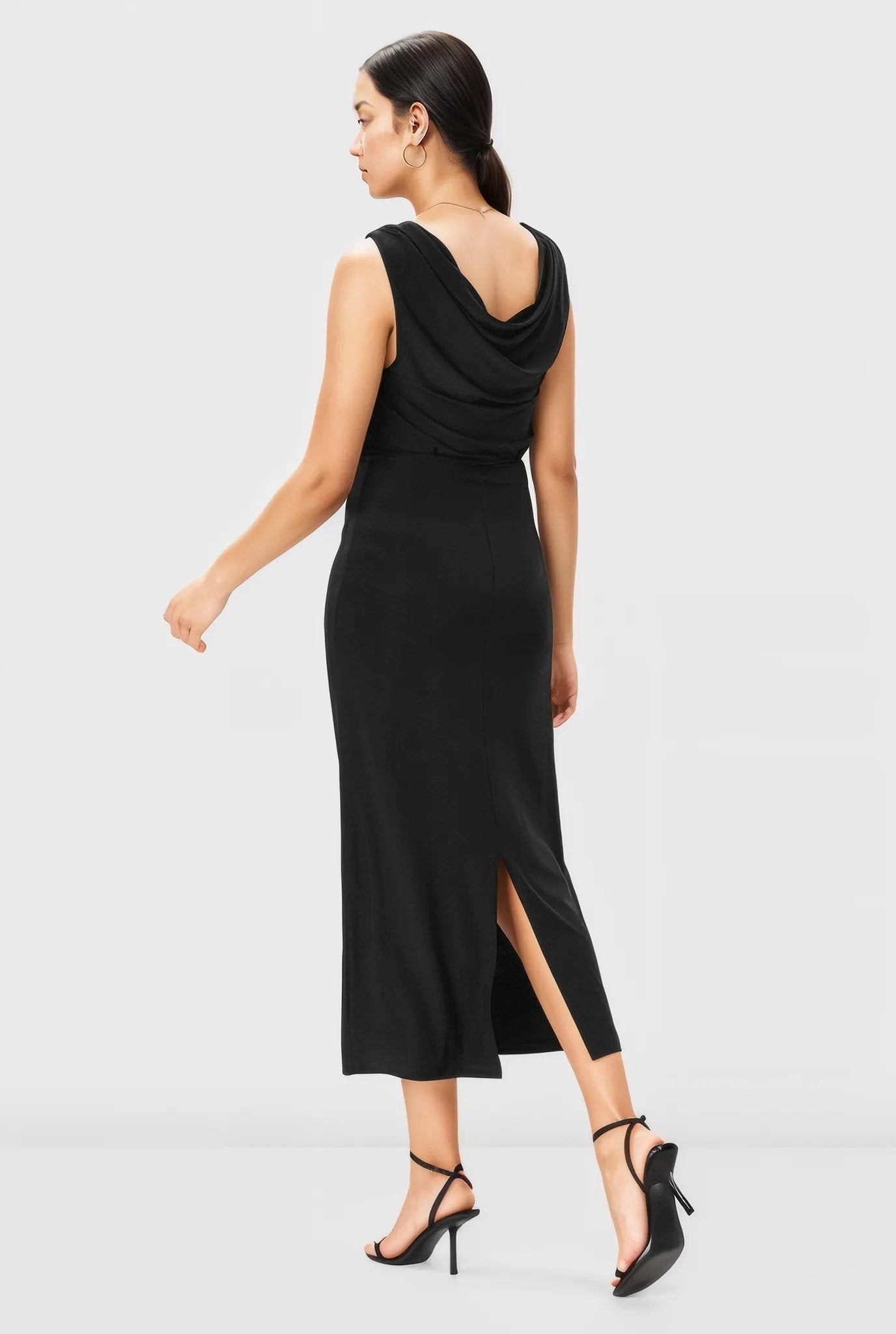 Cowl Neck Jersey Knit Sheath Dress