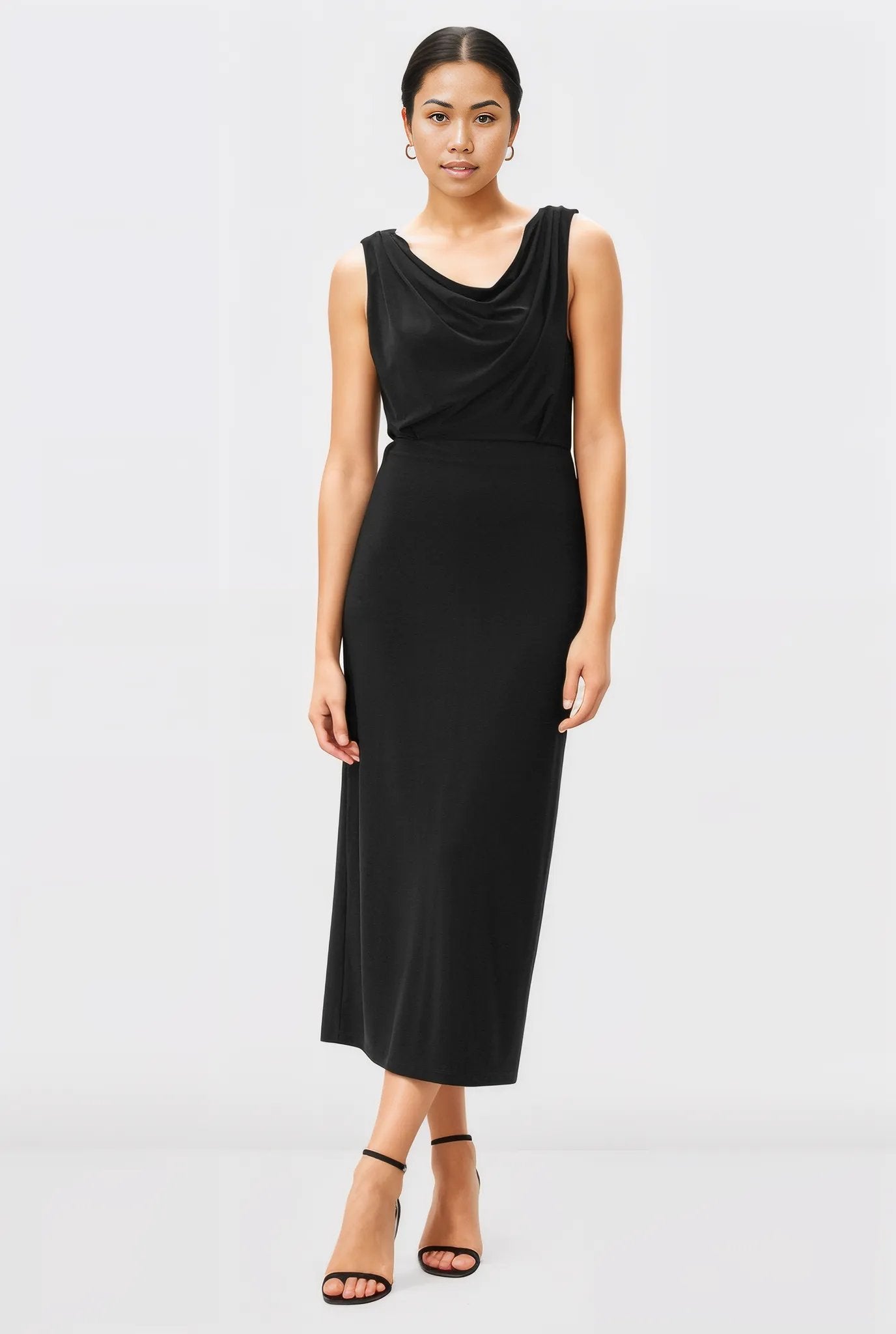 Cowl Neck Jersey Knit Sheath Dress