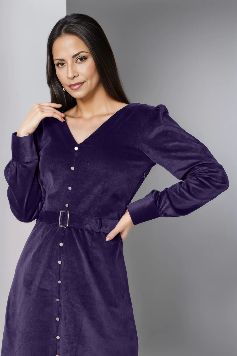 Corduroy Purple Midi Dress