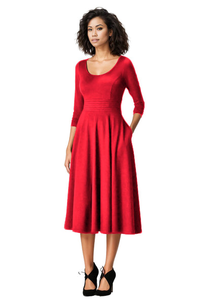 Cotton Jersey Pleat Waist Dress