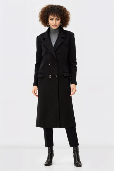 Melton-Look Wool Blend Trench Coat