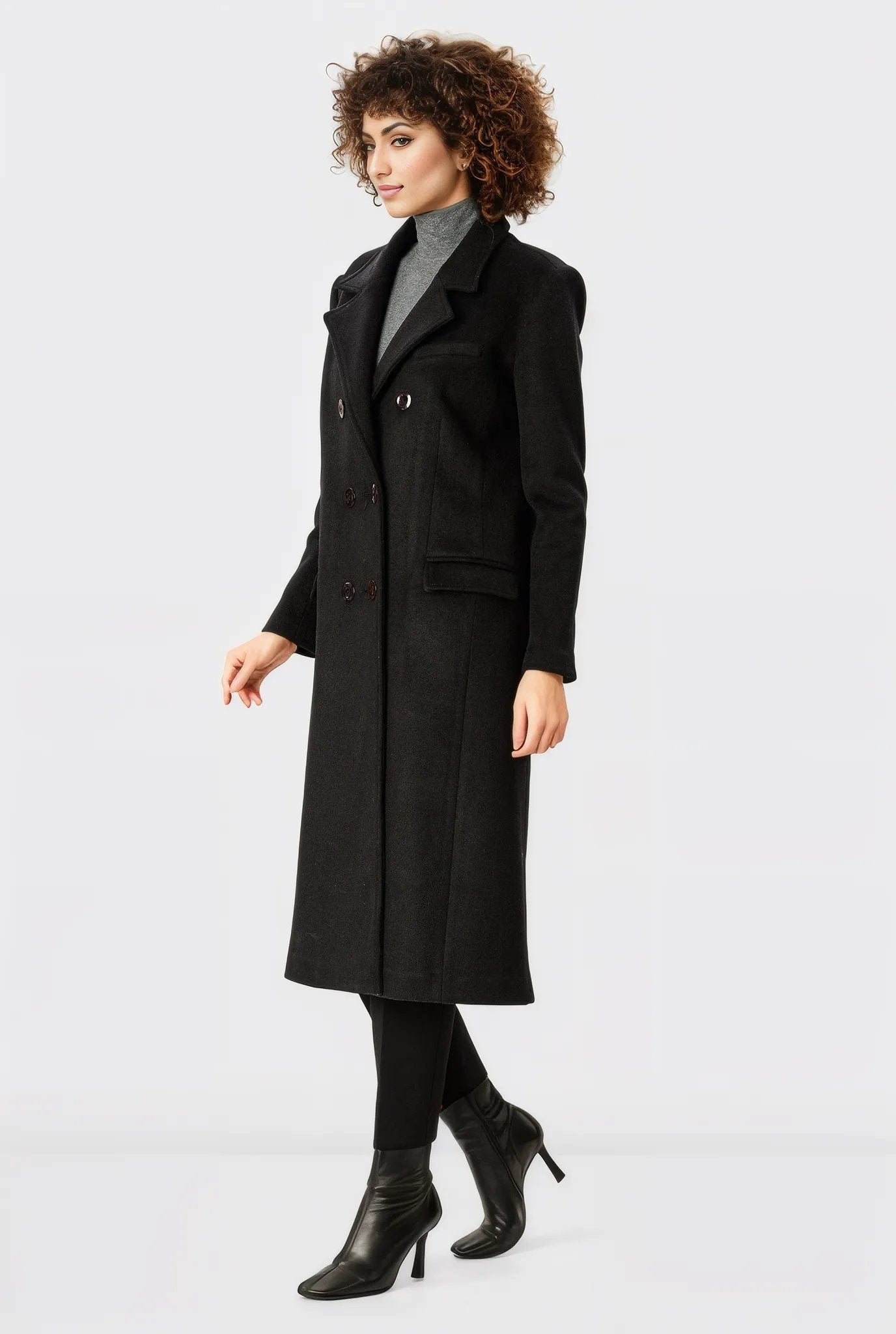 Melton-Look Wool Blend Trench Coat