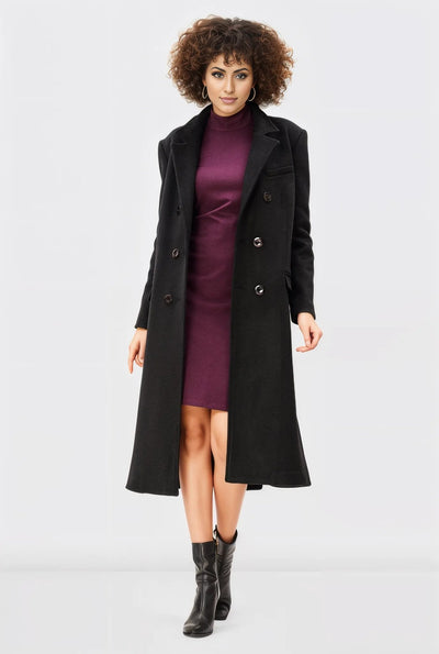 Melton-Look Wool Blend Trench Coat