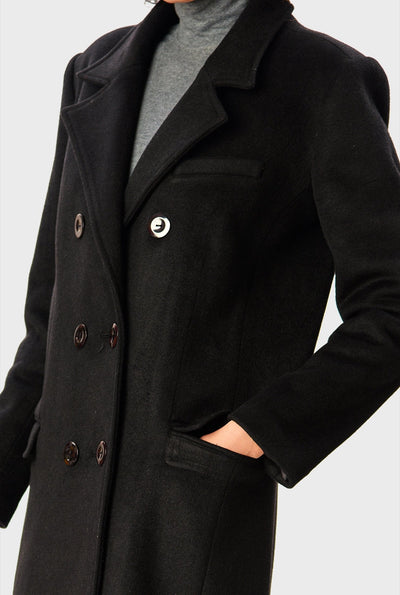 Melton-Look Wool Blend Trench Coat