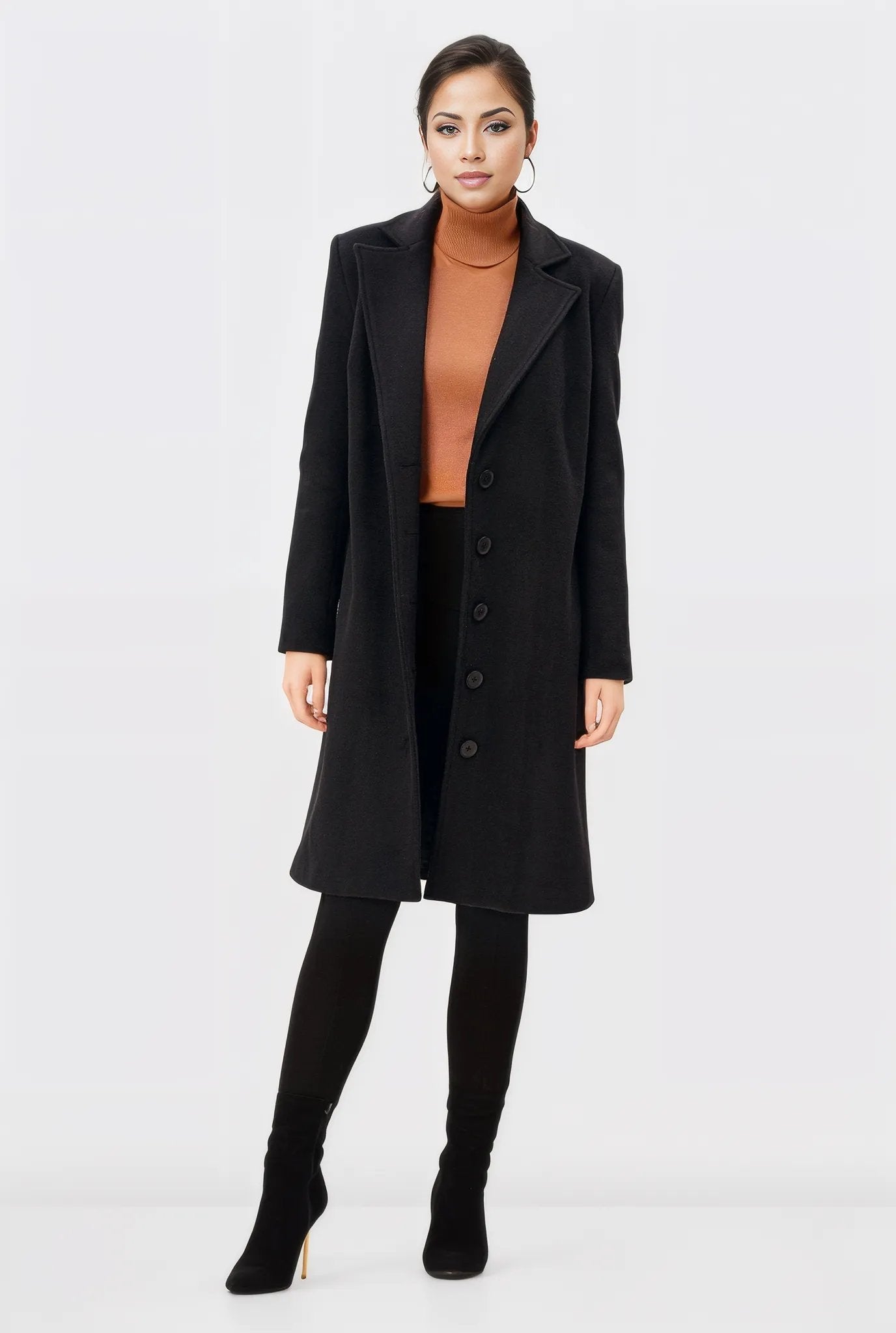 Melton-Look Wool Blend Coat