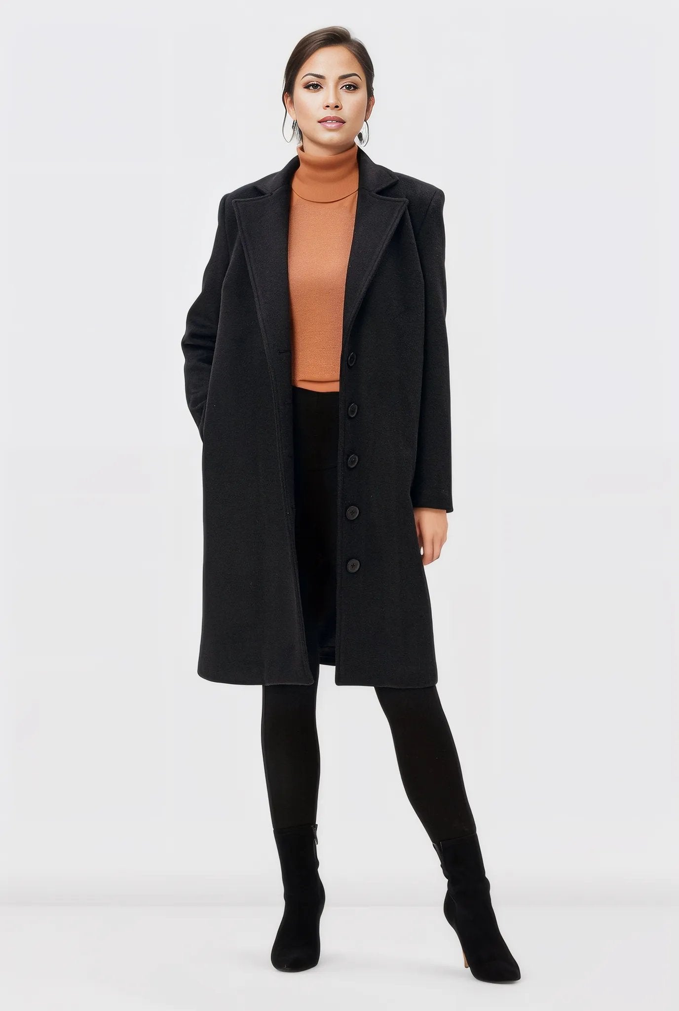 Melton-Look Wool Blend Coat