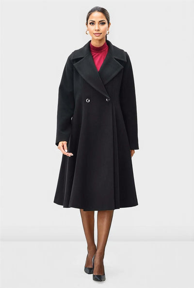 Melton-Look Long-Line Wool Blend Coat