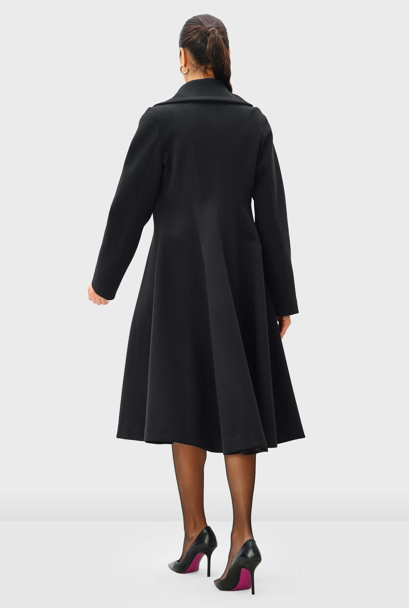 Melton-Look Long-Line Wool Blend Coat