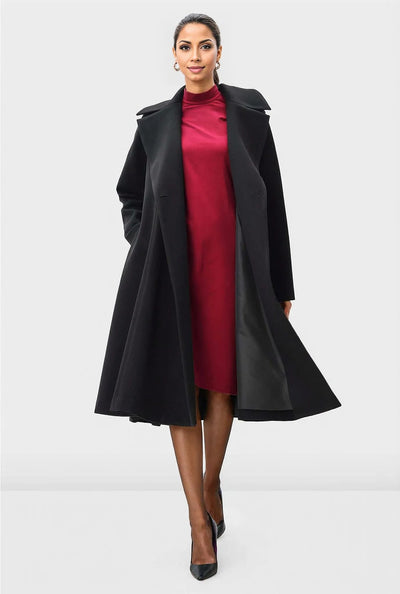 Melton-Look Long-Line Wool Blend Coat