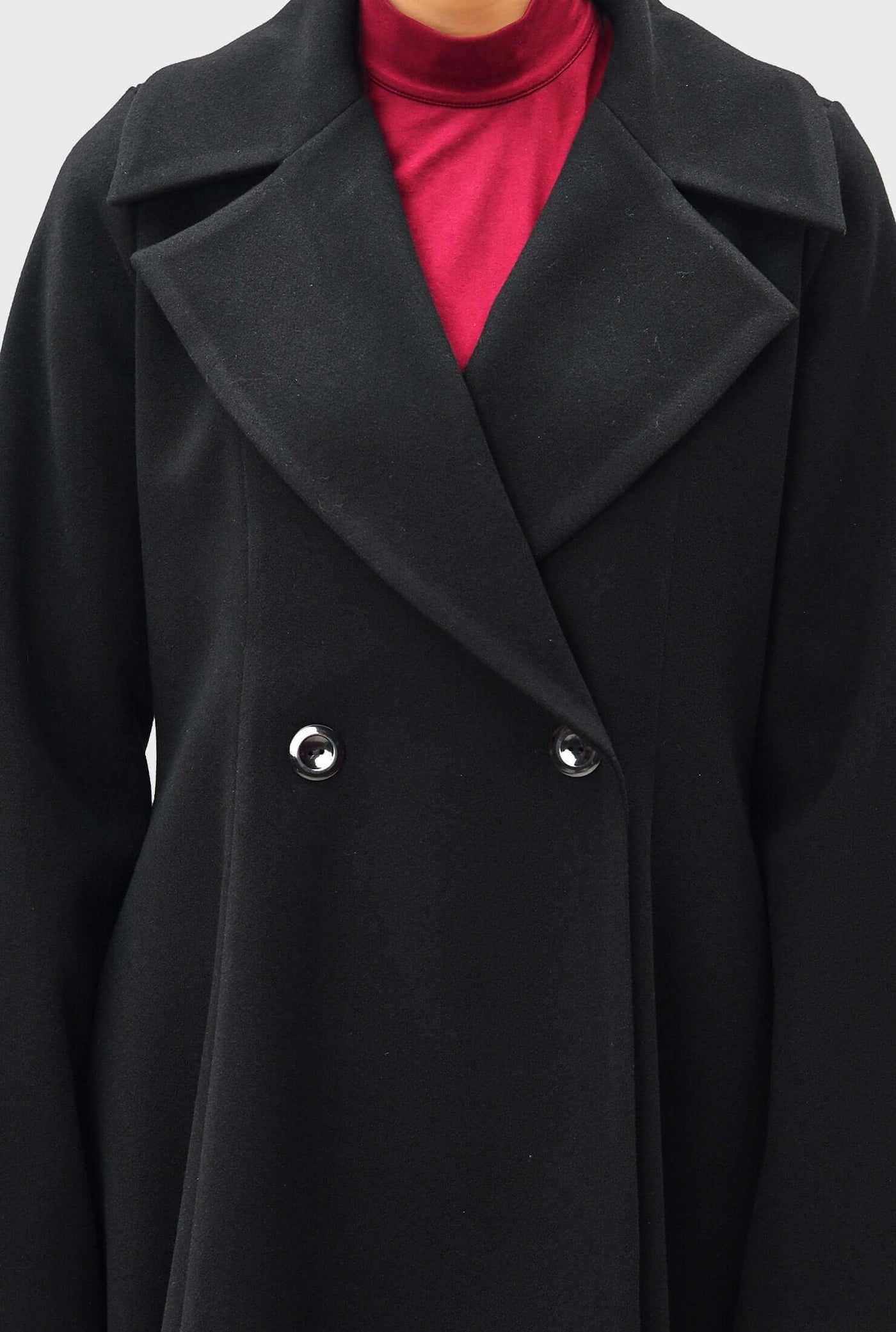 Melton-Look Long-Line Wool Blend Coat