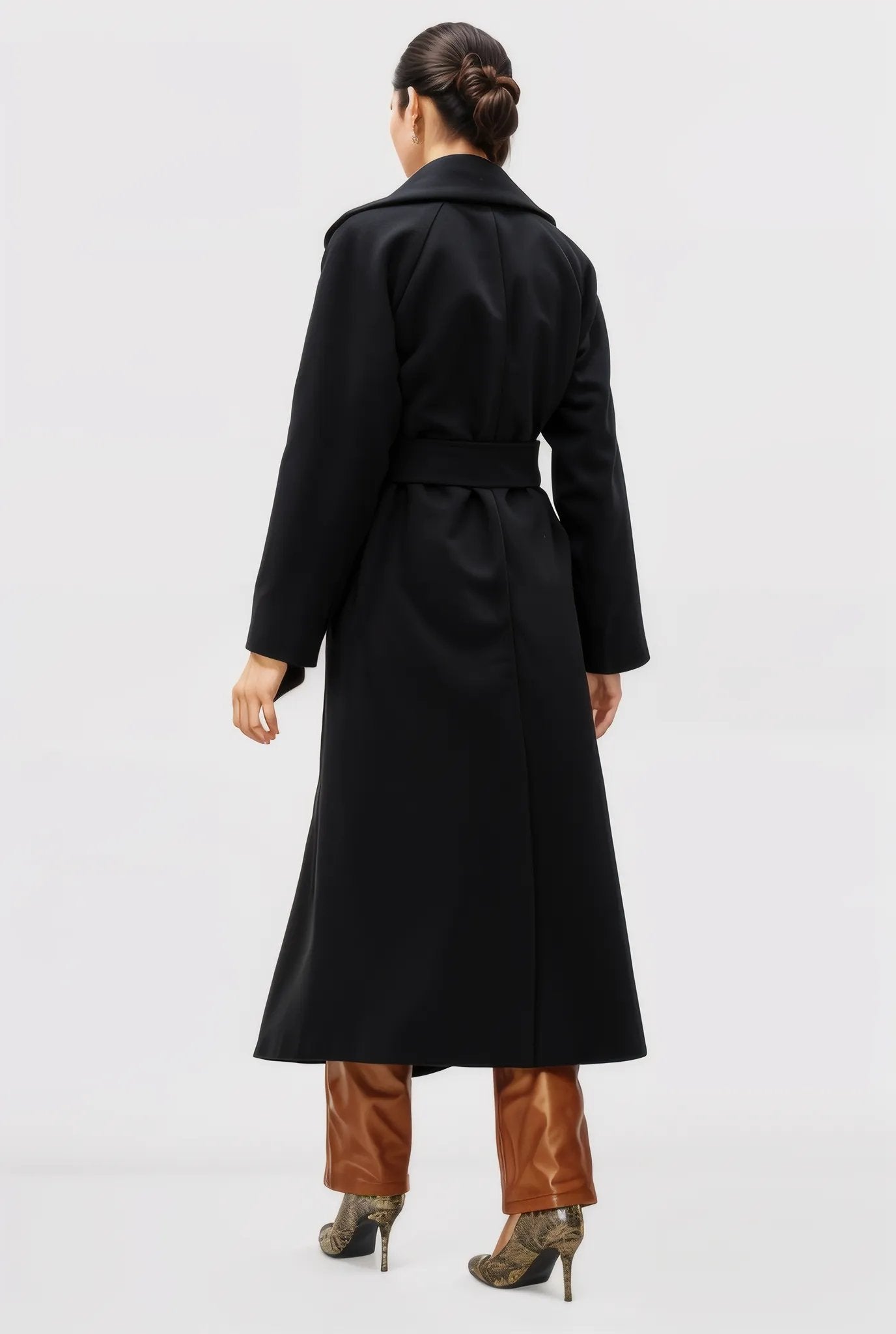 Melton-Look Wool Blend Wrap Coat