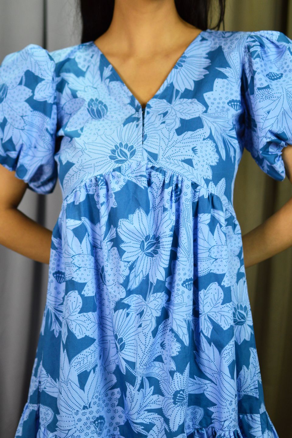 100% Cotton Mini Blue Dress