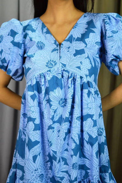 100% Cotton Mini Blue Dress