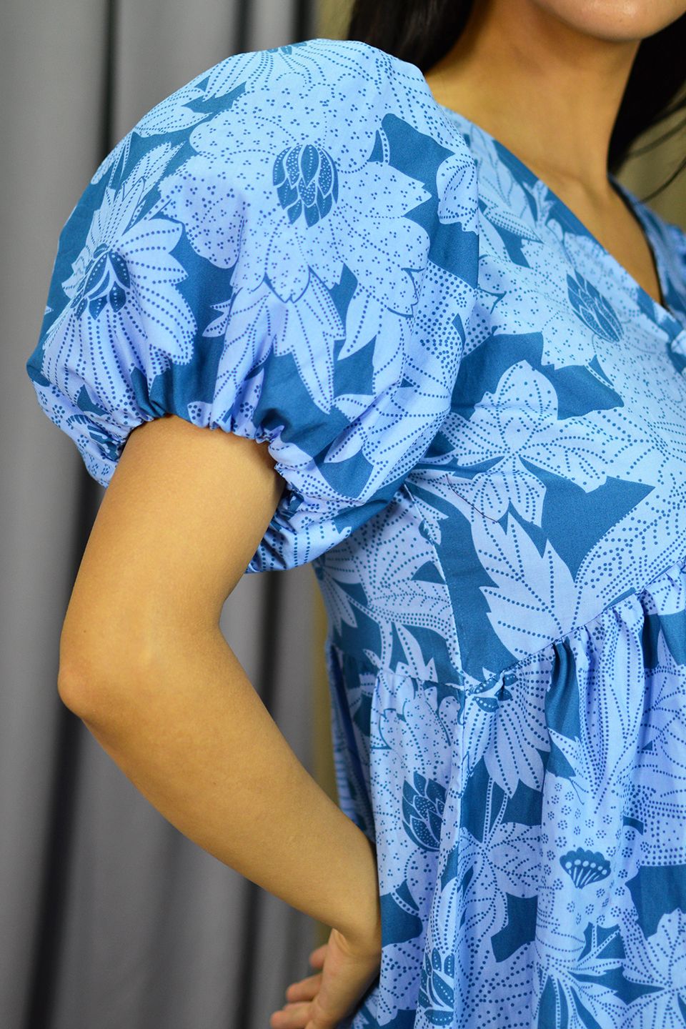 100% Cotton Mini Blue Dress