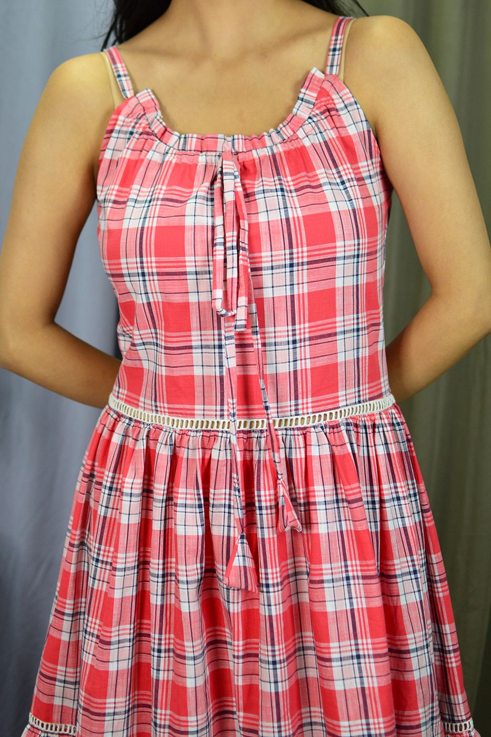 100% Cotton Midi Red Dress