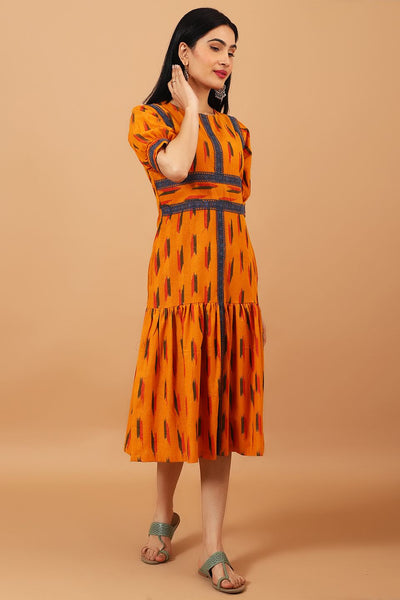 Ikat-Yellow-Cotton-Midi-Dress-DS301