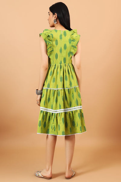 Ikat-Green-Cotton-Midi-Dress-DS302