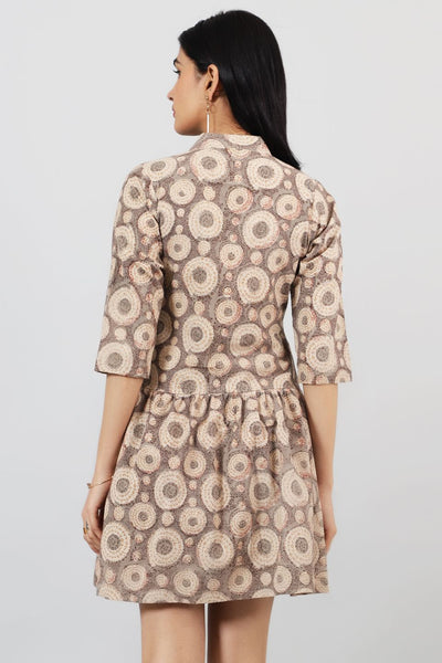 Bagru-Brown-Cotton-Mini-Dress-DS309