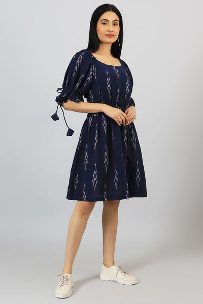 Ikat-Blue-Cotton-Mini-Dress-DS310