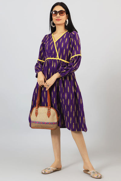 Ikat-Purple-Cotton-Mini-Dress-DS311