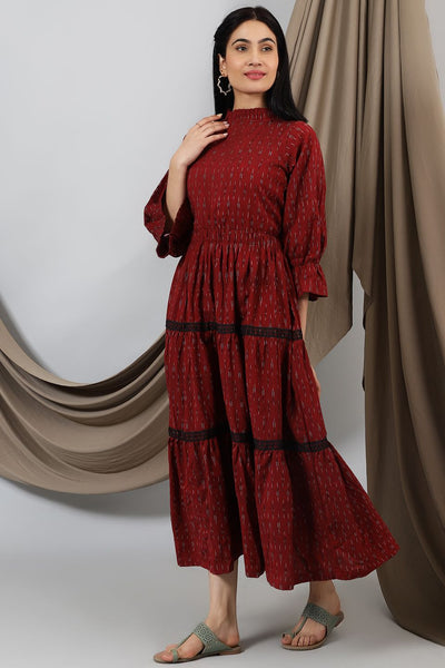 Ikat-Red-Cotton-Maxi-Dress-DS316