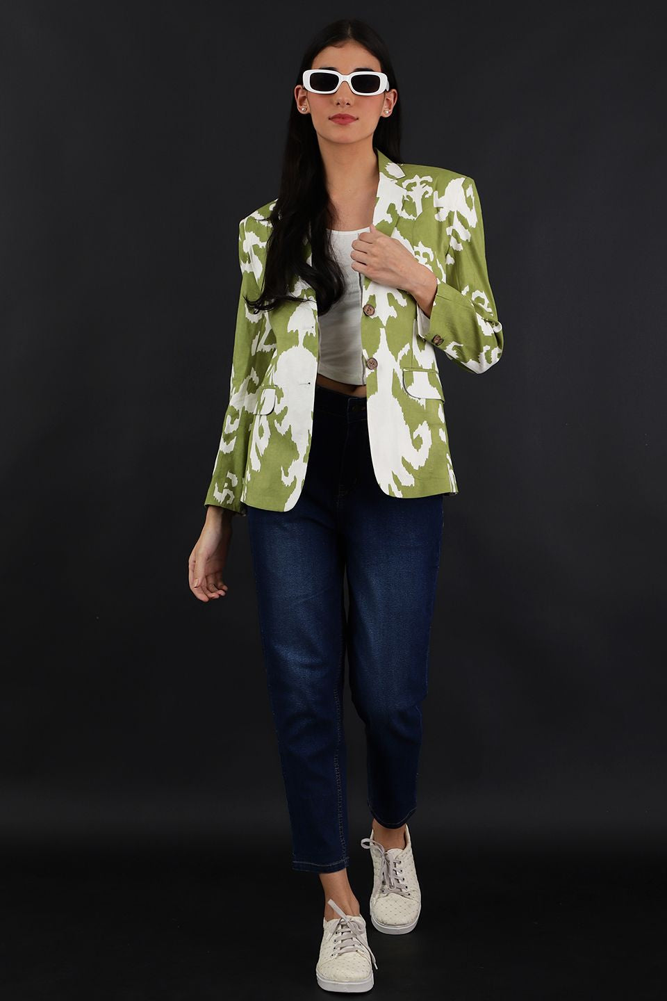 Jaipur Cotton Green Blazer