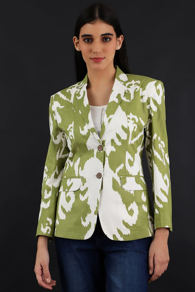 Jaipur Cotton Green Blazer