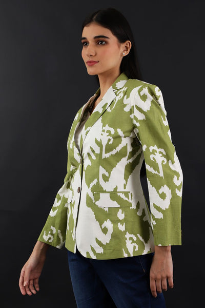 Jaipur Cotton Green Blazer