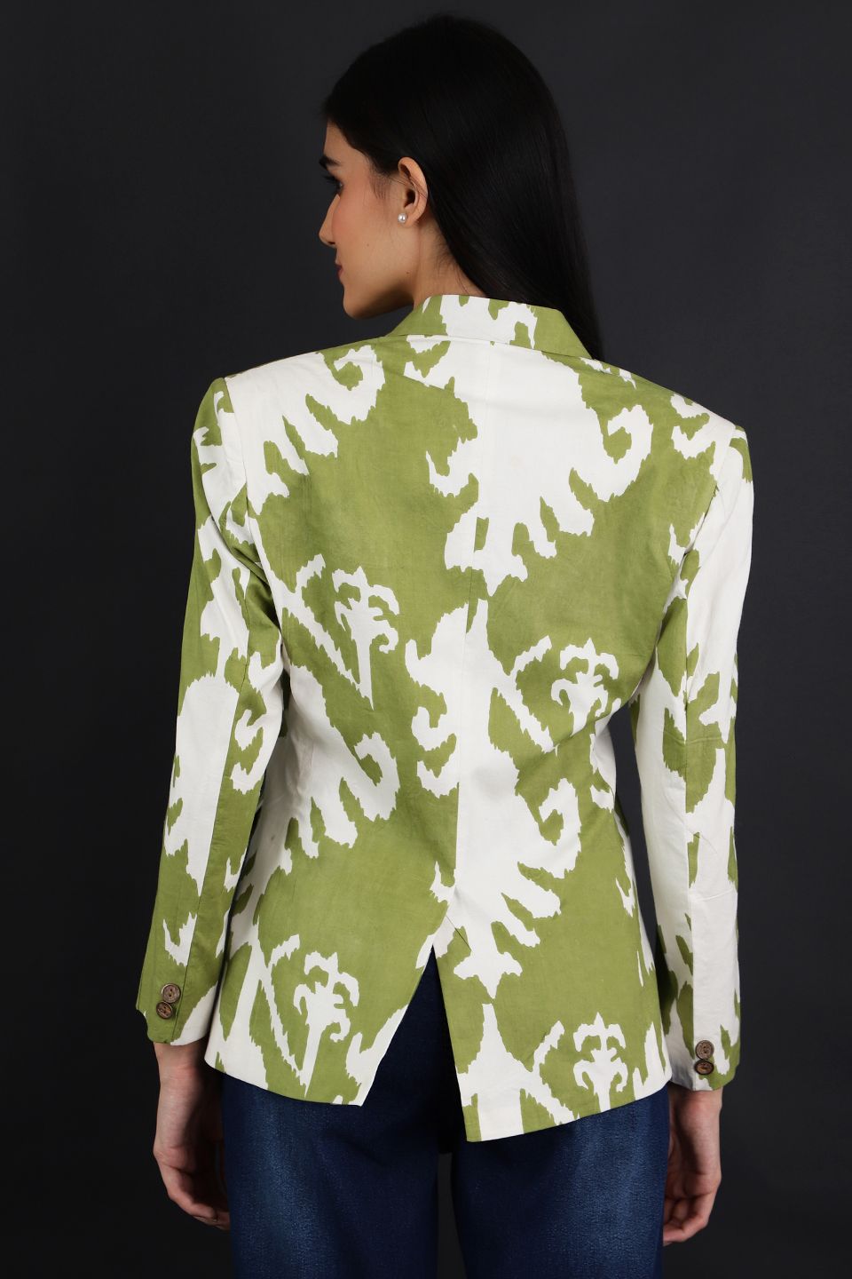 Jaipur Cotton Green Blazer