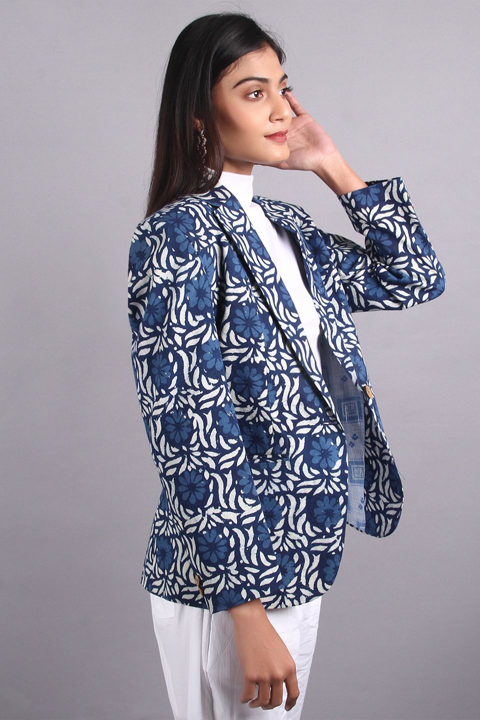 Long cotton blazer clearance