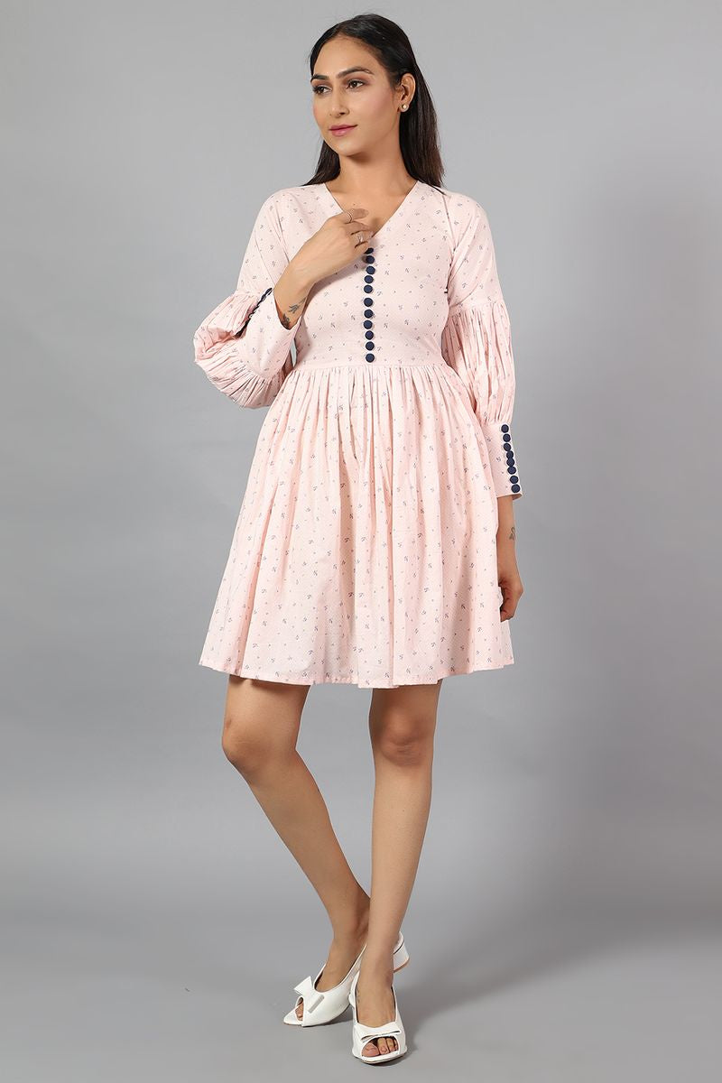 100% Cotton Mini Pink Dress