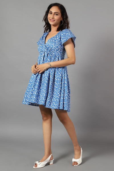 100% Cotton Mini Blue Dress