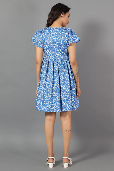 100% Cotton Mini Blue Dress
