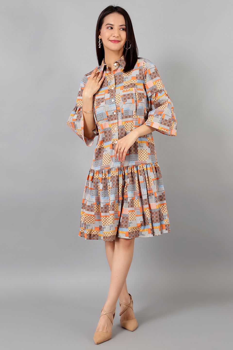 Cotton Midi Multicolored Dress
