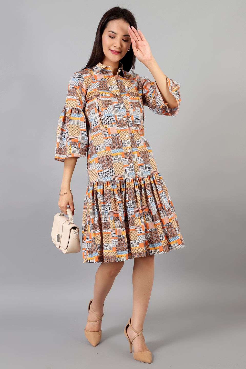 Cotton Midi Multicolored Dress
