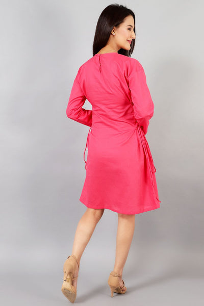 Cotton Linen Midi Pink Dress